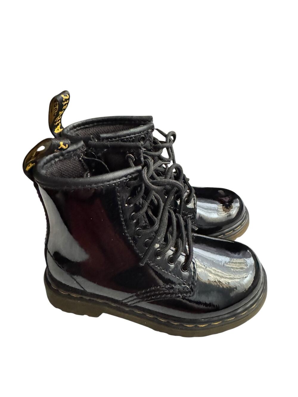 Dr. Martens Kids Boots Size 8 Youth Black Patent Lace Up Combat Boots